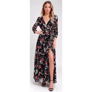🎉 LULUS Chiffon Maxi Wrap Dress